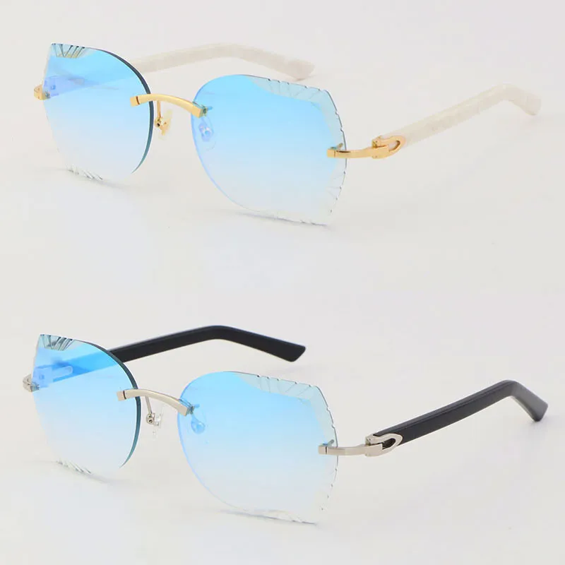 Цельнометаллические большие солнцезащитные очки без оправы, белые, черные очки с мраморной отделкой, 8200762, солнцезащитные очки высокого качества, модные кошачий глаз 274d