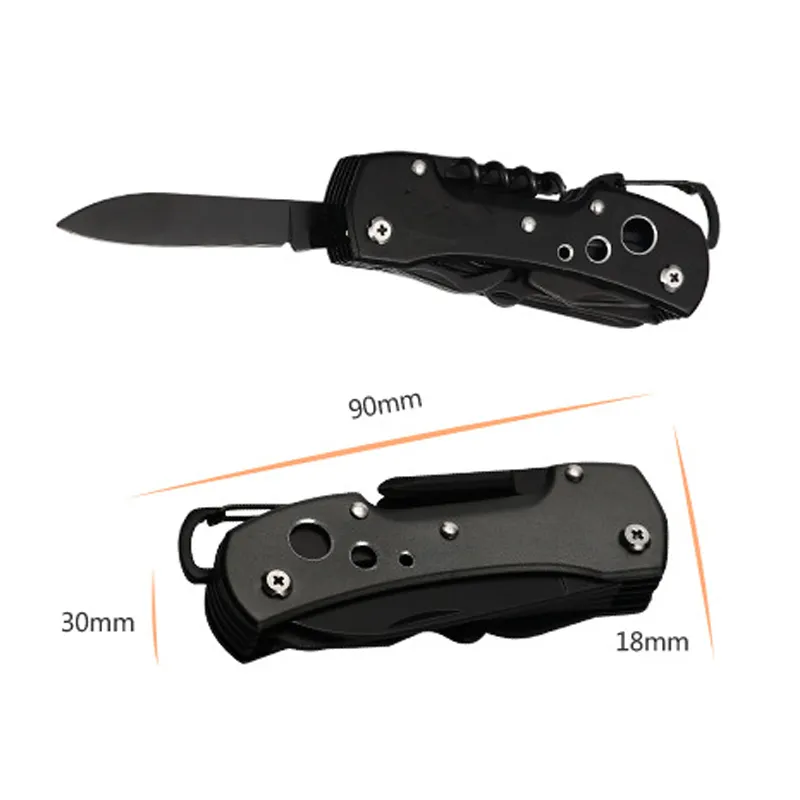 Швейцарский нож Многофункциональный черный складной карманный нож военный мульти -EDC Camping Survival Tool1275775