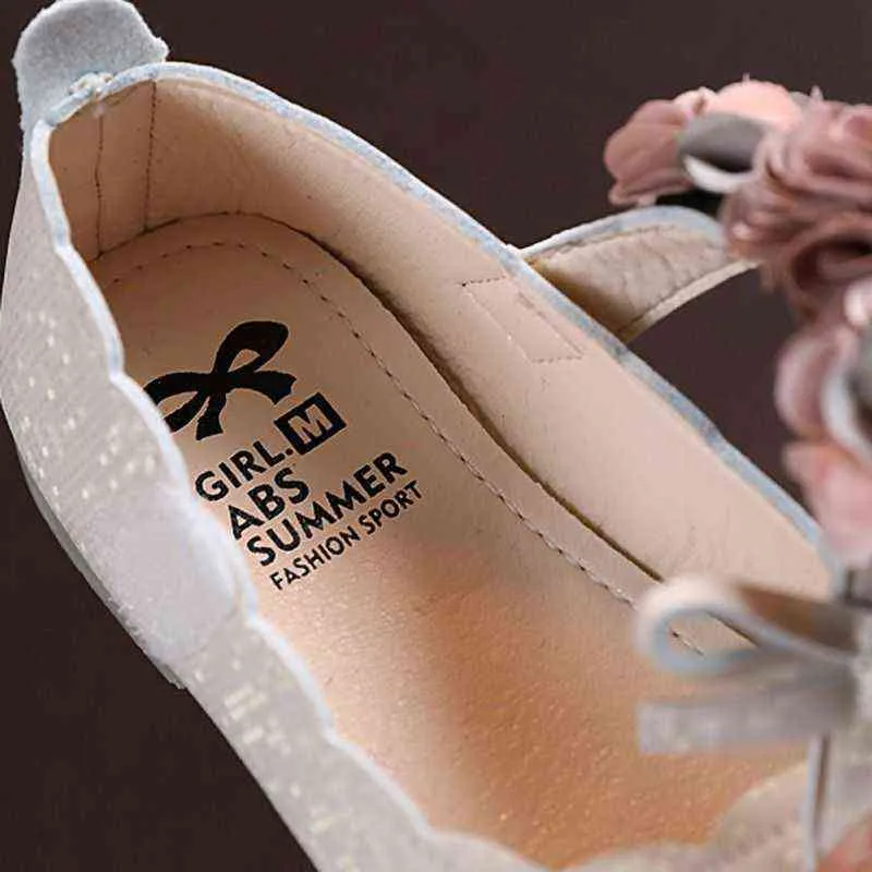 Sports Shoes Children's Flats Lace Big Flower Princess Party Performance Baby Student Girl for Kids Soft Sole Leather