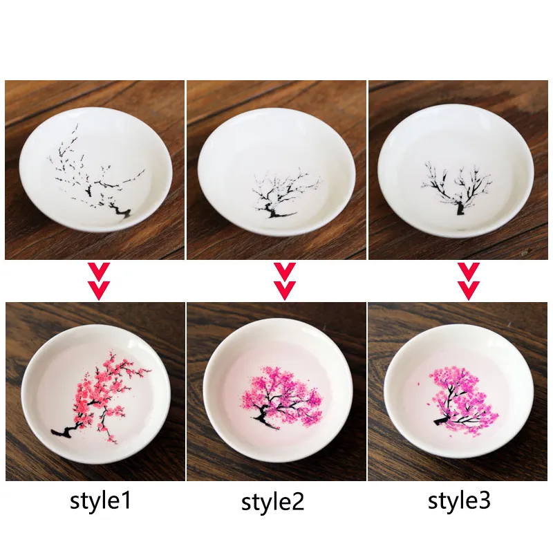 Japońska Magia Sakura Cup Color Temperatura Zmiana Kolor Kwiat Wyświetlacz Sake Puchar Ceramiczny Kung Fu Cup Tea Cup Tea Bowl 1020