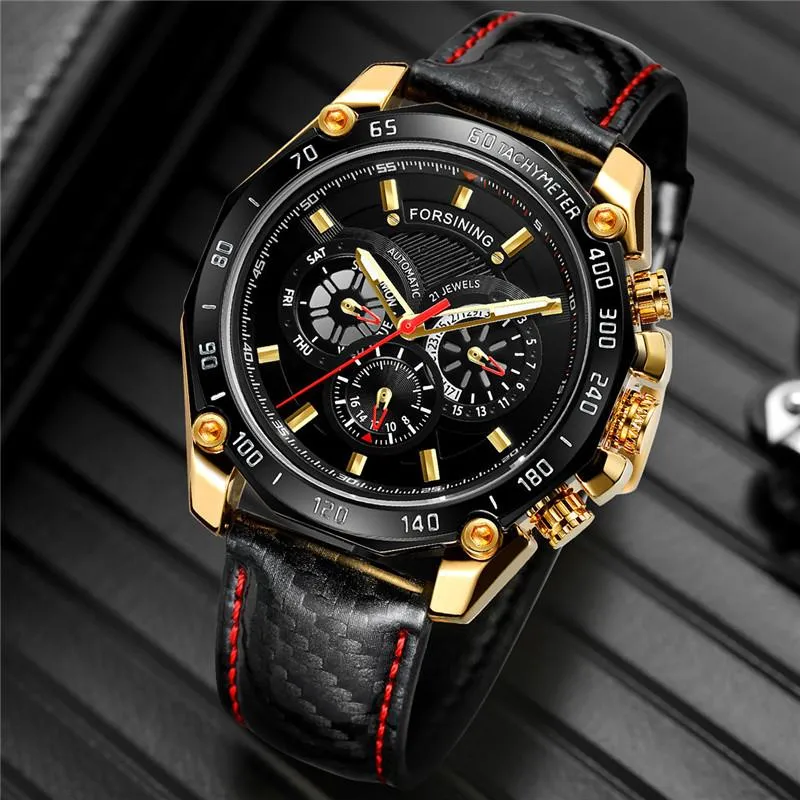 Zrezygnowanie z automatycznych mechanicznych mężczyzn na rękę ze zegarem męskiego Zegar prawdziwy skórzany wodoodporny zegarek 0321214G