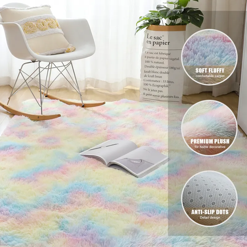 Gray Carpet for Living Room Plush Rug Bed Floor Fluffy Mats Anti-slip Home Decor Rugs Soft Velvet Carpets Kids Blanket 220301