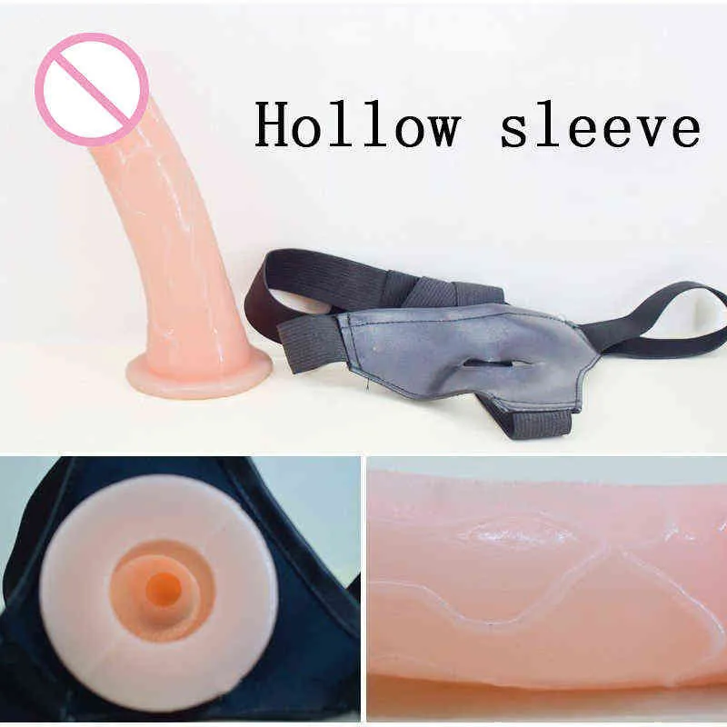NXY DILDOS Hollow -riem op Dildo Realistische SL -maat Harnas Sucti Cup Penis Artificial Sex Toys for Women Men Lesbian 12216651375