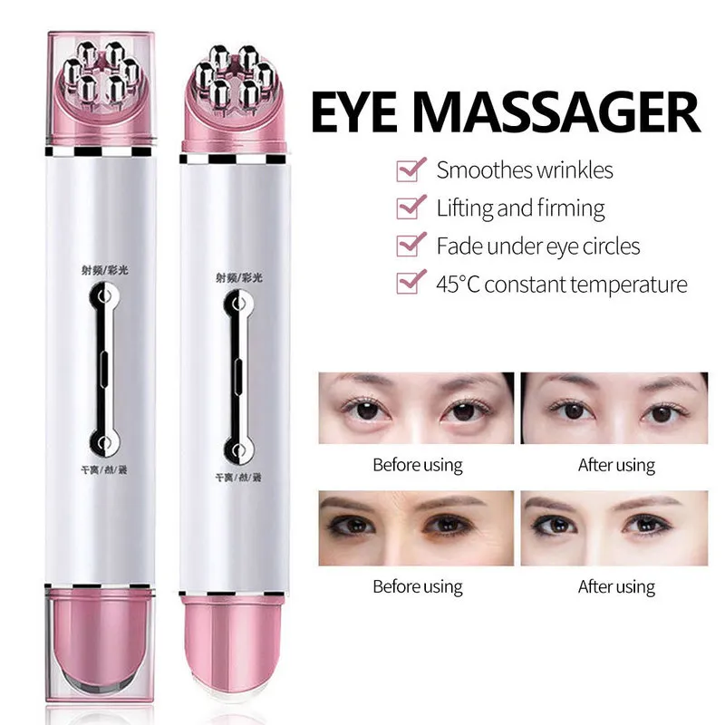 Eye Beauty Devices LED Pon Therapy Anti Wrinkle Removal RF Mesotherapy Face Skin Rejuvenation Vibration Massage 220224