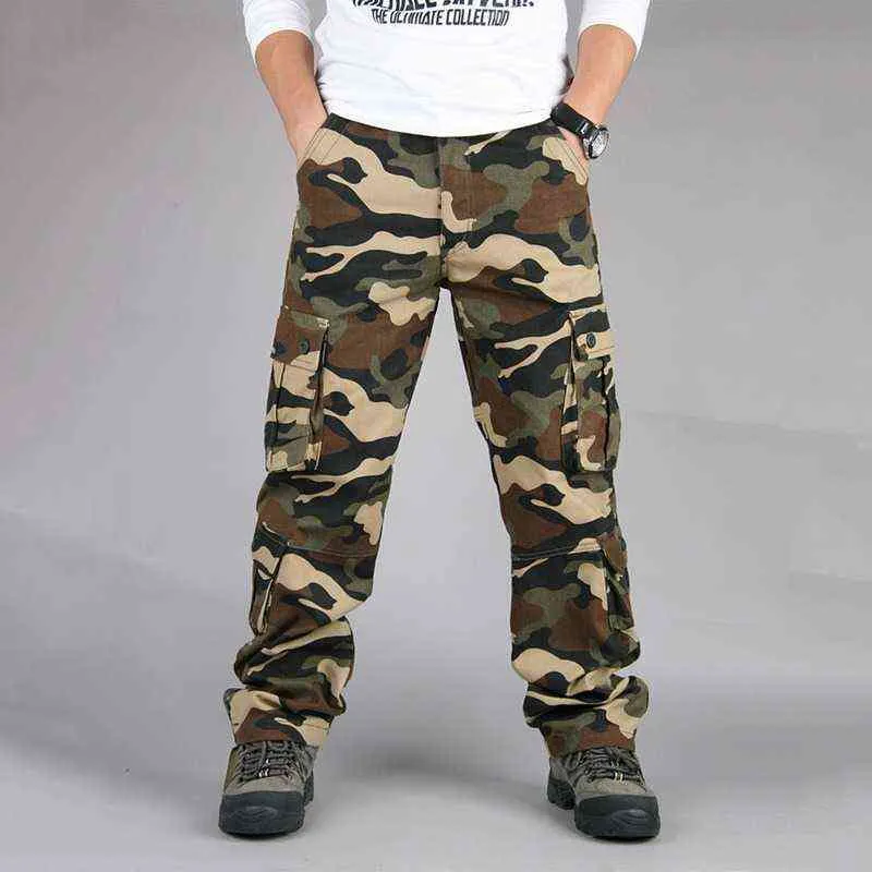 Printemps Automne Camouflage Pantalon Militaire Hommes Casual Camo Cargo Pantalon Coton Multi-poches Salopette Urbaine Pantalon Tactique 29-44 H1223