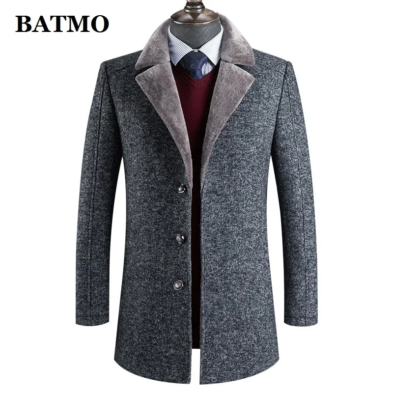 Przyjazd Batmo Winter Wysoka jakość wełny gęstwy płaszcz Menmens Grey Wool Jacki Plussize M4XLAL41 201116