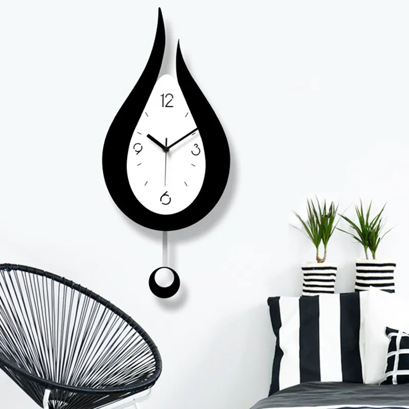 Gouttelettes d'eau Swing horloge murale design moderne style nordique salon horloges murales mode créative chambre silencieuse montre à quartz Y200109