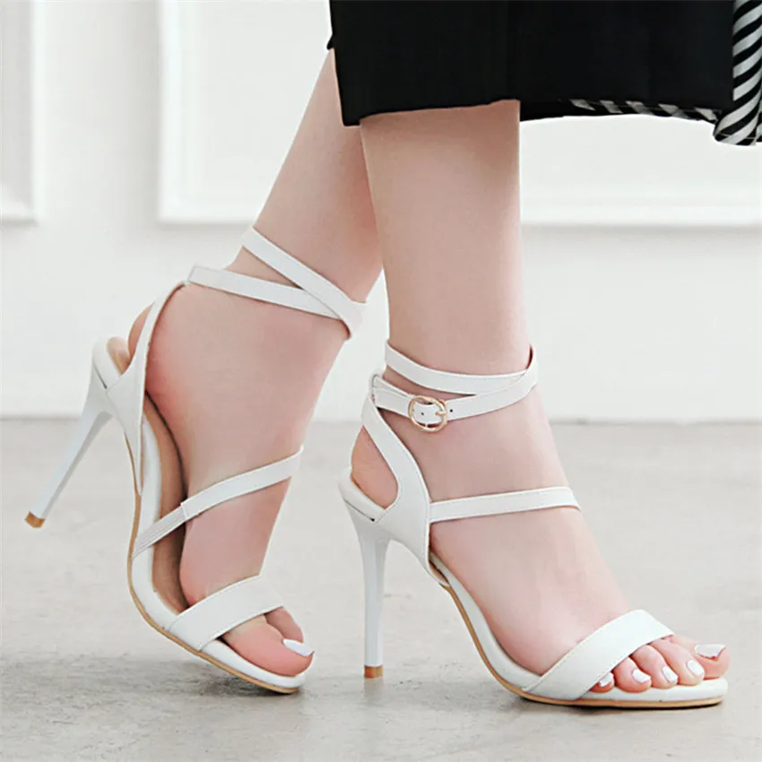 Gladiator Peep Toe High Heel Black Heeled Sandals For Women Summer