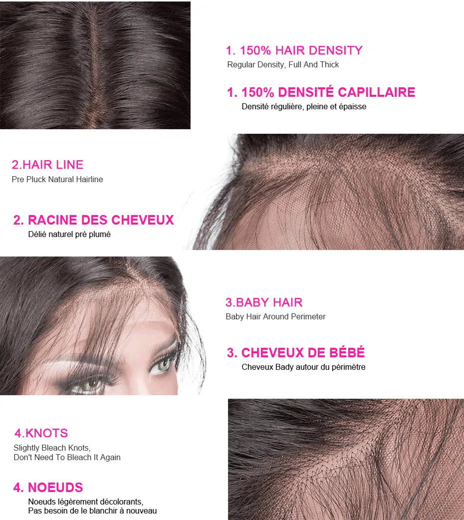 Lace Lace Lace Front Human Hair Wigs 13x1 t Partie Perruquette pré-tour à cueillette pour les femmes noires REMY4311107