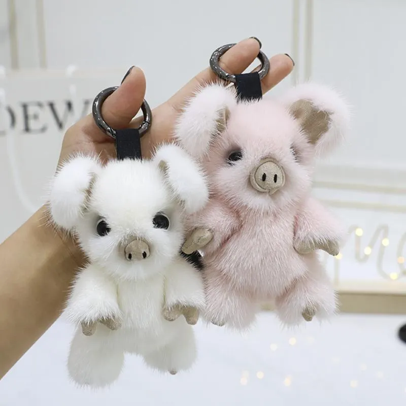 Chaveiros importados real bonito piggy saco de pele pingente de pelúcia boneca carro chaveiros na moda jóias accessori202w