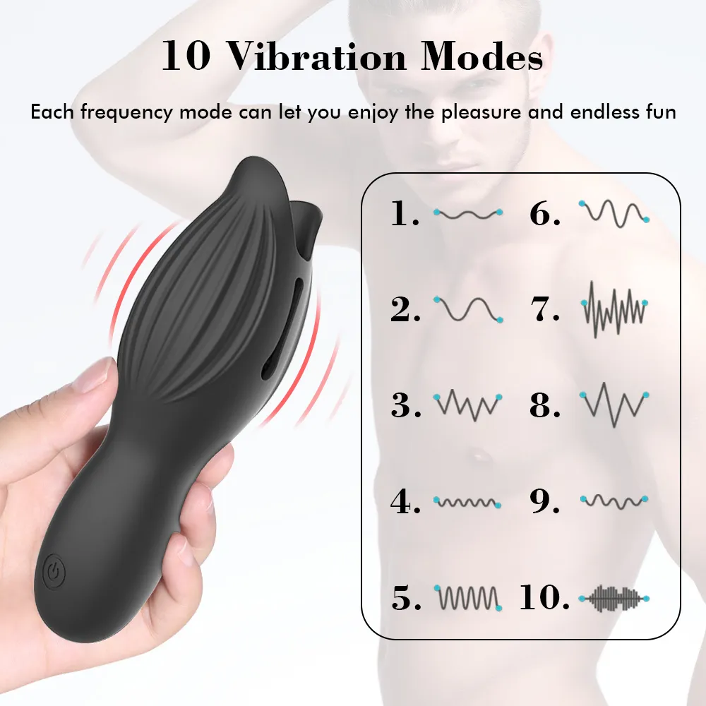 Mannelijke masturbator vibrator sexy speelgoed voor mannen glans stimuleren massager penis vertraging trainer elektronische orale climax 10 modi