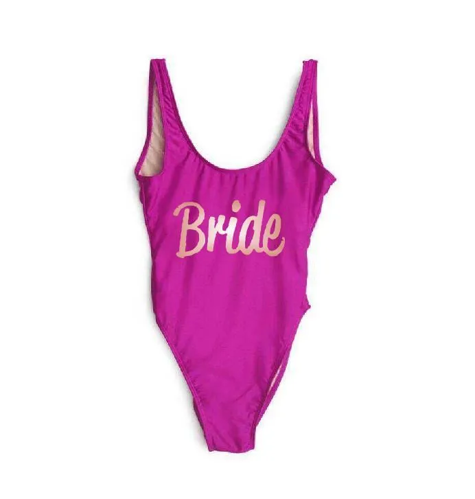 Bachelorette Party Bride Squad One Piece Swimsuit Honeymoon Swimwear Wedding Gift Maid of Honor Beach Bathing Suit Drop Shipping Y200319