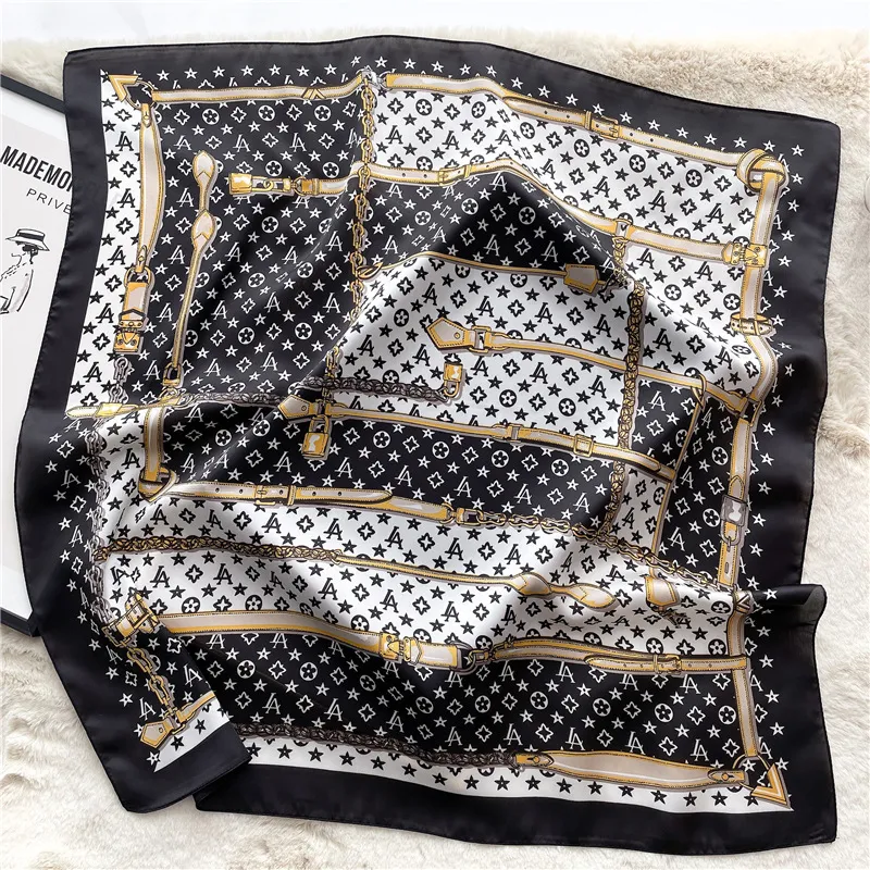 Diseñador de lujo 20style 70-70cm Letras Cadena de impresión Bufanda de seda floral para mujeres Classic Old Flower Handle Bag Bufandas de cinta Paris242o