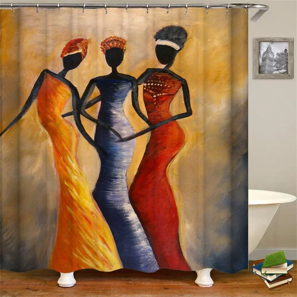 Dafield Rideau De Douche Afro-Américain Femme Afro-Américaine De Haute Qualité Polyester Lavable Noir Femme Fille Rideau De Douche Y200108