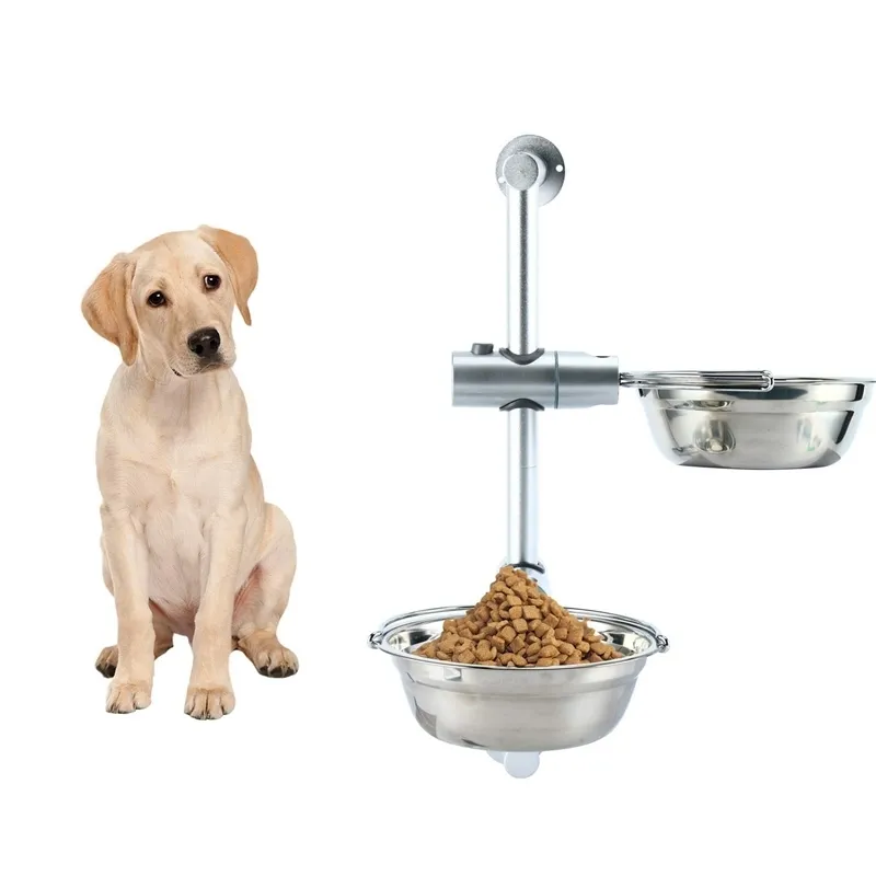 Elevated Double Dog Food Bowl Tray Diy Adjustable Stainless Steel Bowl Suitable For Small And Medium s Large Y200917