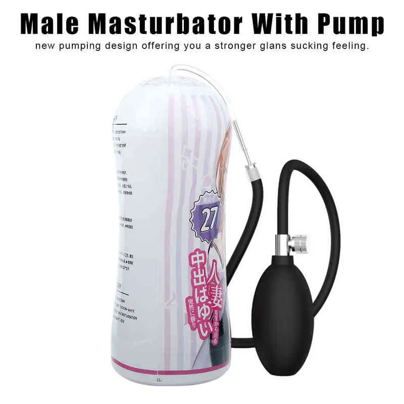 NXY Sex Masturbators Produits pour adultes avec pompe Jouets pour hommes Penis Trainer Cock Massage Vagin Real Pussy Male Masturbation Cup 220127