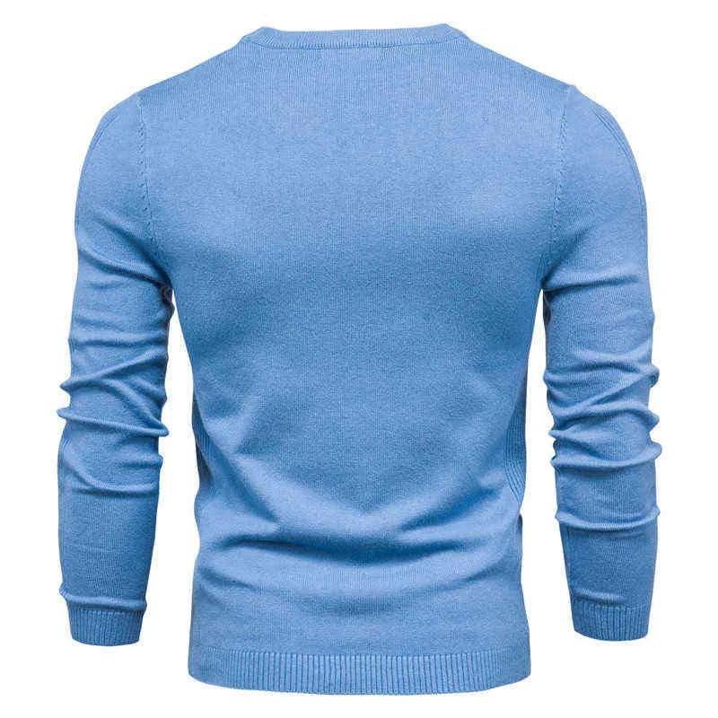O- 넥 풀버 남자 스웨터 캐주얼 한 단색 따뜻한 스웨터 남자 겨울 패션 슬림 남성 스웨터 11 컬러 220108