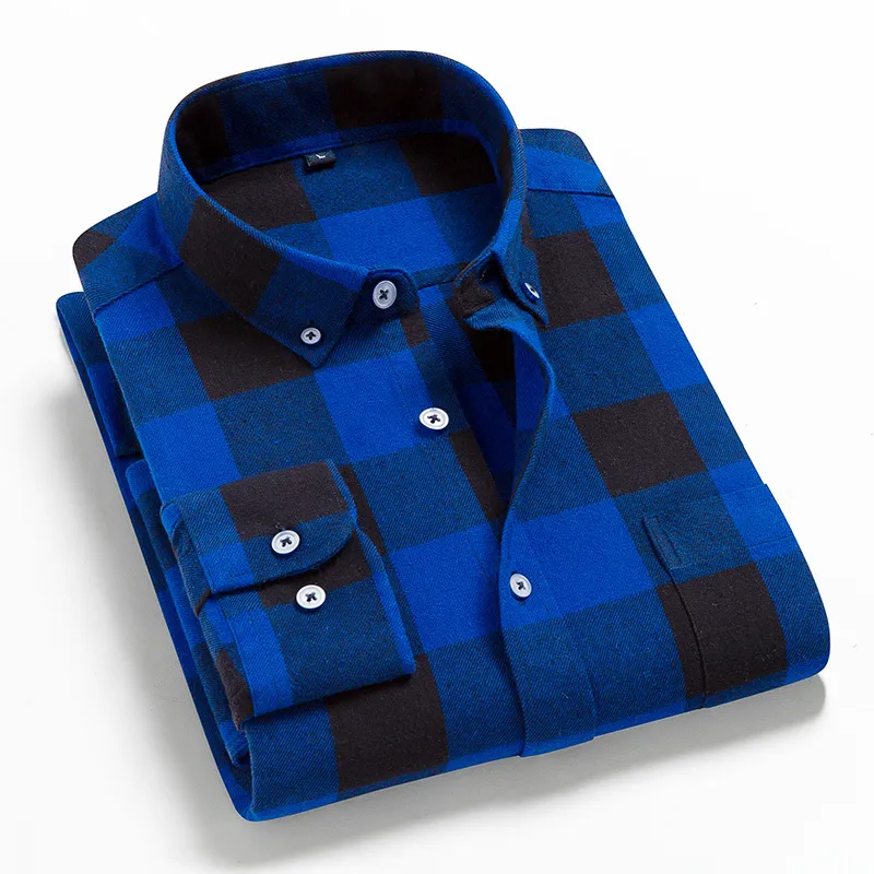 Men Flannel Plaid Shirt 100% Cotton 2022 Spring Autumn Casual Long Sleeve Shirt Soft Comfort Slim Fit Styles Brand For Man Plus 220222