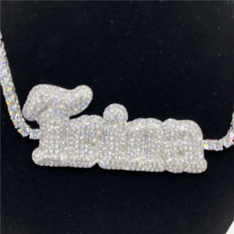 Anpassat namn Cursive Letter Tennis Chain Necklace for Women Micro Pave Pendant Solid Back Hip Hop Rock Street Jewelry235e