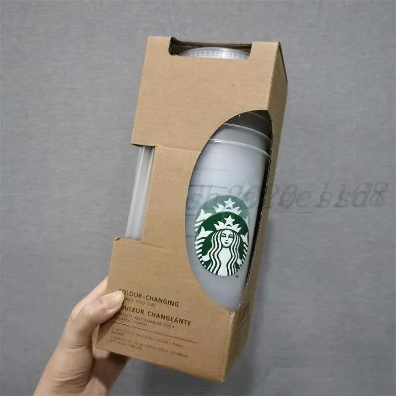 24oz Tumblers Plastic Drinken Juice Cup met Lip en Stro Magic Koffiemok Costom Starbucks Plastic Transparante Cups