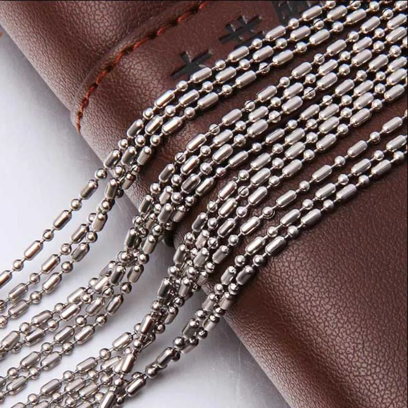 Stainless Steel Bead Necklace Link Chains Bulk 100 Metal Ball Beads Linked Chain Necklaces Women for Jewelry Making1211L