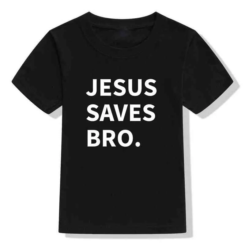 イエスズセーブ兄弟幼児キッズTシャツレタープリントティーユニセックスボーイズボーイズボーイガール面白い宗教的子供夏遊ぶシャツ衣装G1224