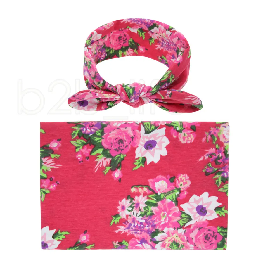 NOUVEAU NOW BABY SWADDLING Couvertures Band Bandeau Bandeau Set Swadddle Photo Wrap Toile Floral Peony Motif Bébé Photographie Outils