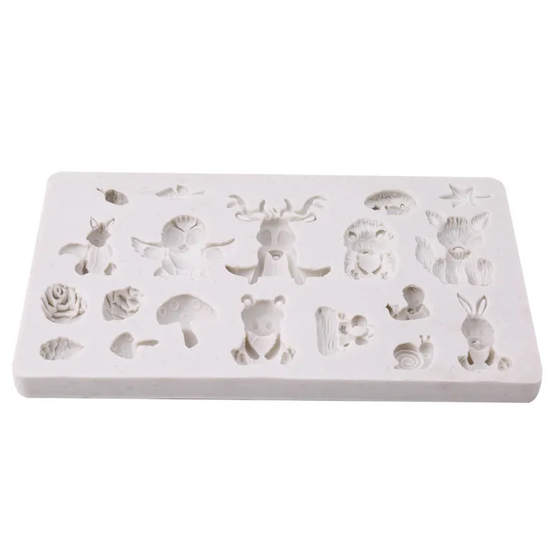 1 molde de silicona con diseño de animales del bosque, molde para fondant, herramientas de decoración de pasteles, molde de chocolate, herramienta para decoración de pasteles de azúcar y fondant T285n