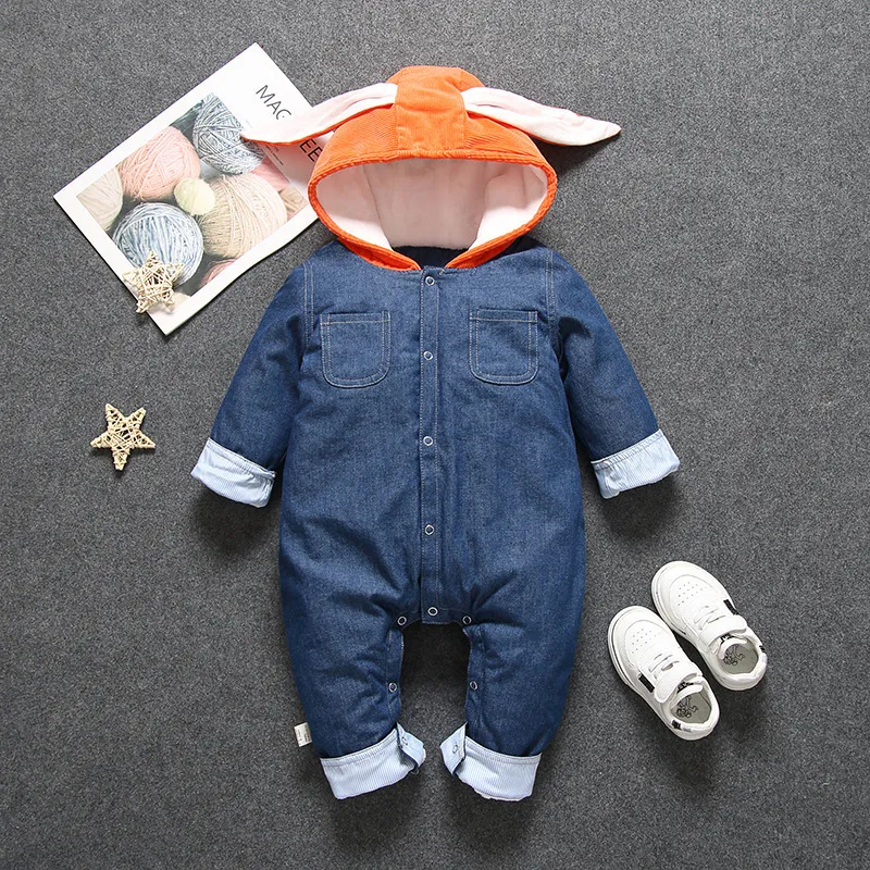 Комбинезон для новорожденных, осенне-зимняя детская одежда, одежда для маленьких девочек, детские комбинезоны для маленьких мальчиков, теплые комбинезоны с капюшоном, детский костюм LJ201023