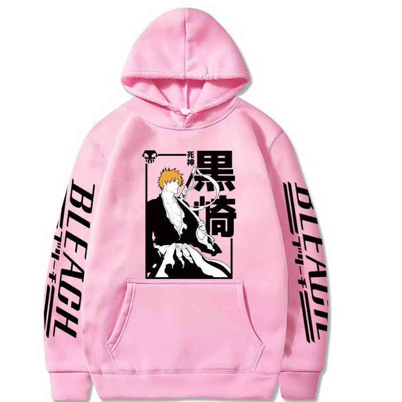 Bleach Anime Hoodie Kurosaki Ichigo Gedrukt Hoodie Sweatshirts Mannen en Vrouwen Casual Sport Trui Tops Y220713