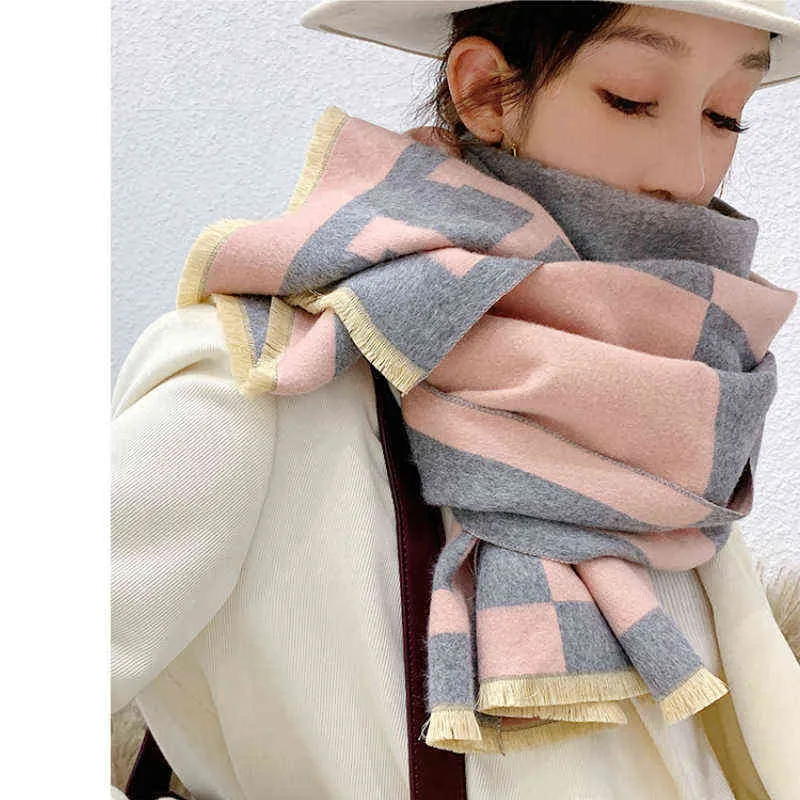 Luxus Kaschmir Schal Winter Frauen Warme Decke Schals Wraps Pashmina Marke Weibliche Dicke Bufanda 220106