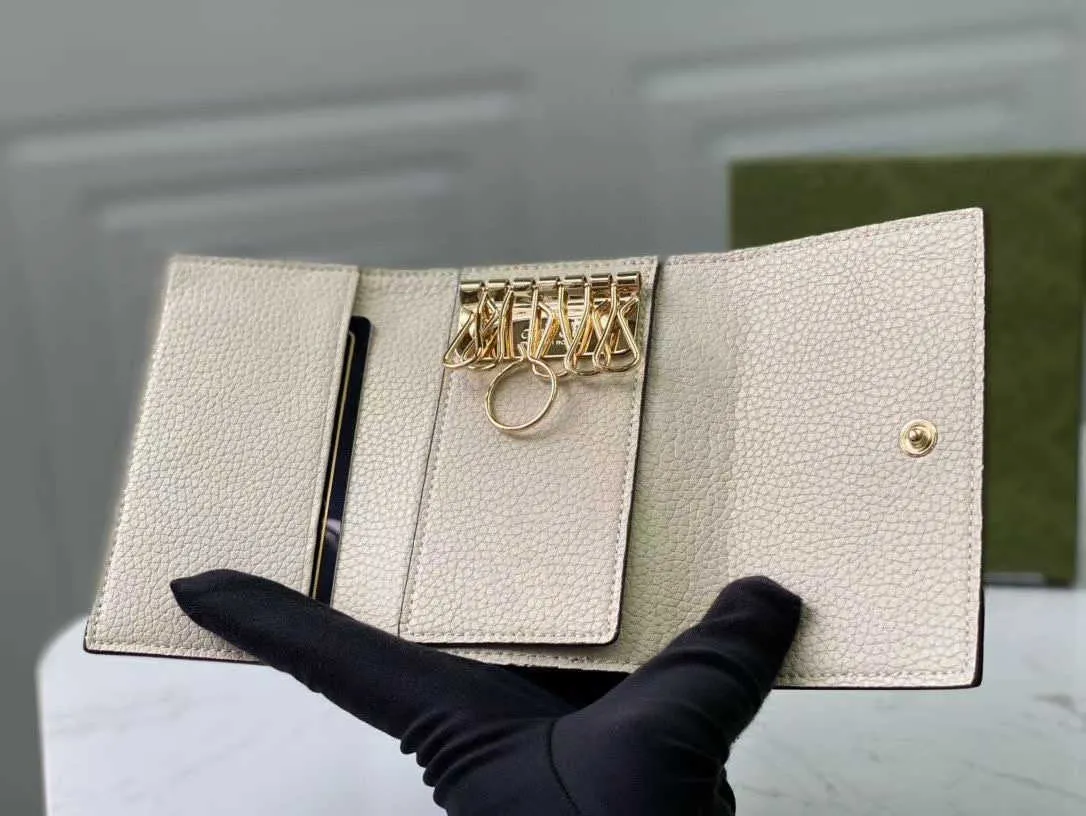 Kobiety Krótkie skórzane kluczowe uchwyty na portfel z sprzętem sześć klawiszy Haczyki Man Cakeys Holder 456118288L