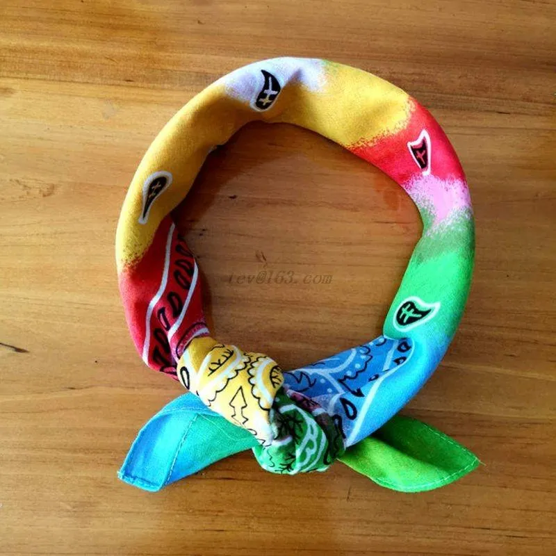 Multicolor Cotton Tie Dye Bandana Head Wraps Rainbow Swirl Paisley Floral Print Square Scarf Women Men Neck Wrist Band1229u