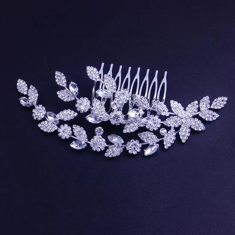 Stonefans luxe blad haar kammen accessoires voor vrouwen mode bloem bruids stuk bruiloft hoofddeksel Tiara 220222