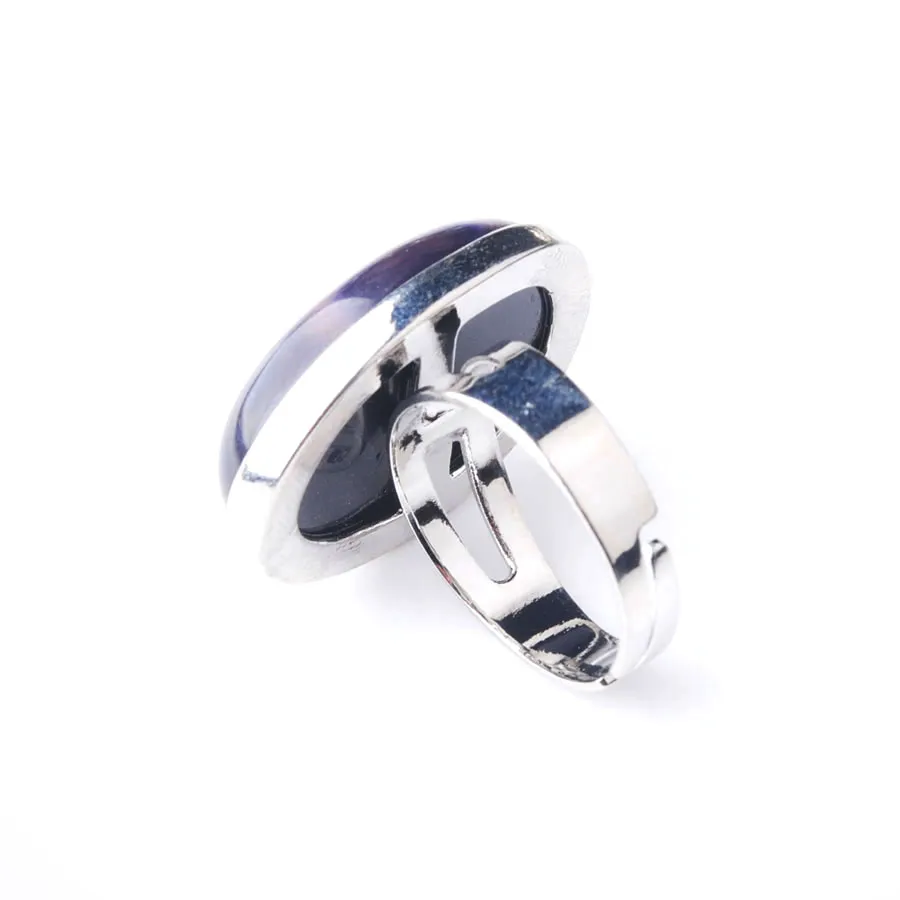 Wojiaer Fashion Natural Stone Howlite Ring Geometry Oval Blue Turquoise Justerbara ringar för kvinnors smycken BZ910222J