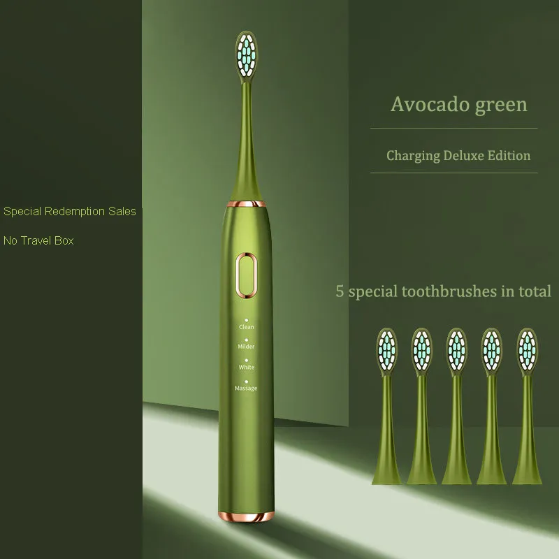 VIP elektrische tandenborstel USB oplaadbaar Ondersteuning 4 modi 3 intensiteiten IPX7 Waterdichte tandenborstel voor volwassenen Automatische geluidsgolf Cadeau W9848651