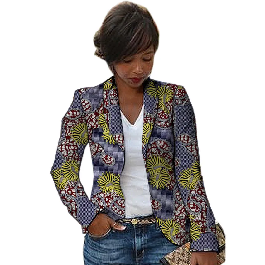 Afrikaanse Mode Vrouwen Blazers Sjaalkraag Ontwerp Vrouwelijke Dashiki Print Ankara Pak Jassen Custom Made Afrika Kleding 201102