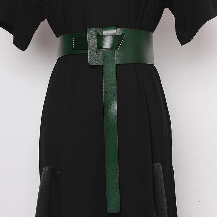 Bälten Kvinnor Runway Fashion äkta läder Cummerbunds Kvinnliga klänningskorsetter Midjeband Decoration Wide Belt R2467287E