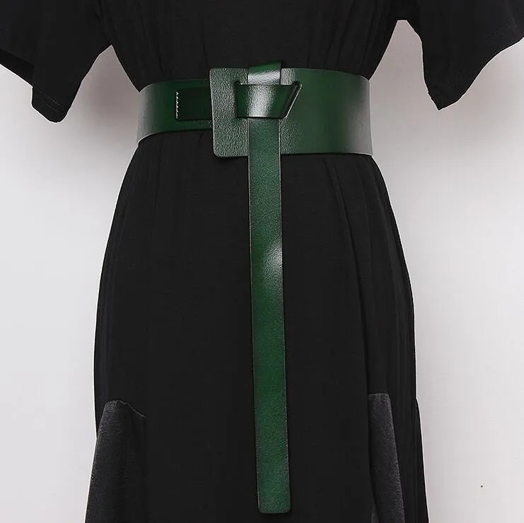 Ceintures femmes piste mode en cuir véritable Cummerbunds femme robe Corsets ceinture décoration large ceinture R2467276u