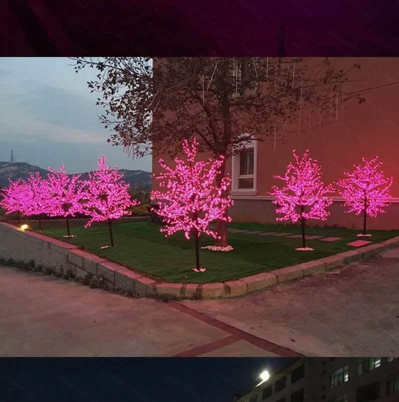 1 5m 1 8m 2m光沢のあるLEDチェリーブロッサムクリスマスツリー照明ウェディングパーティーのための庭の風景飾りランプ254D