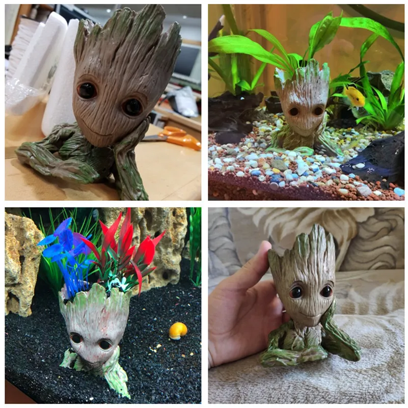 3 style Cute Cartoon Tree Man Aquarium Ornament Resin Fish Tank Cave Stone Decoration Plant Flower Pot Bonsai Garden Home Decor Y2247N