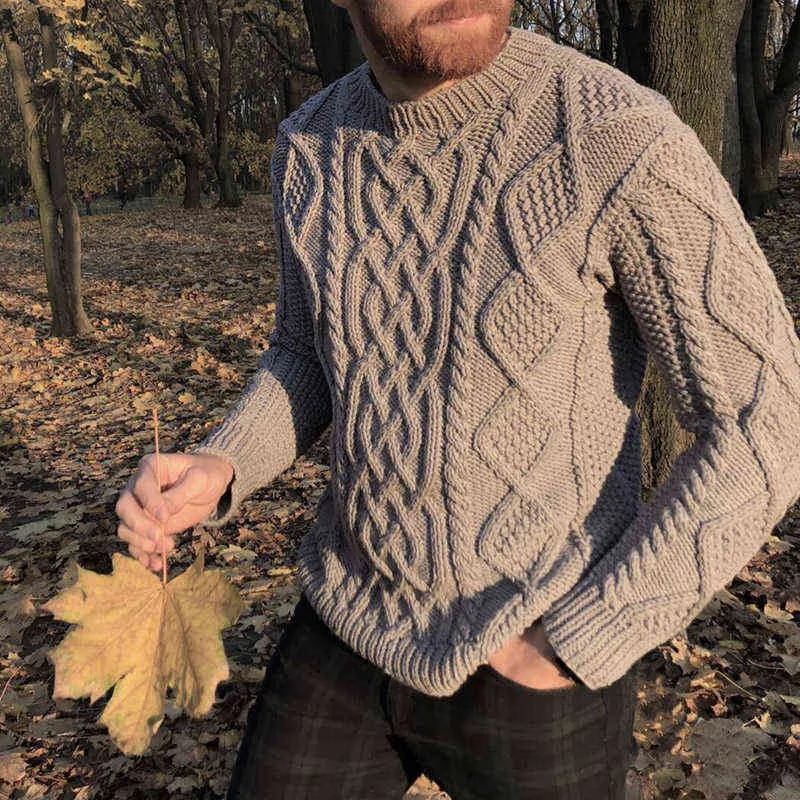 Lente herfst gebreide trui mannen lange mouwen effen truien heren kleding casual o nek pullover tops vintage sweaters rood 211221