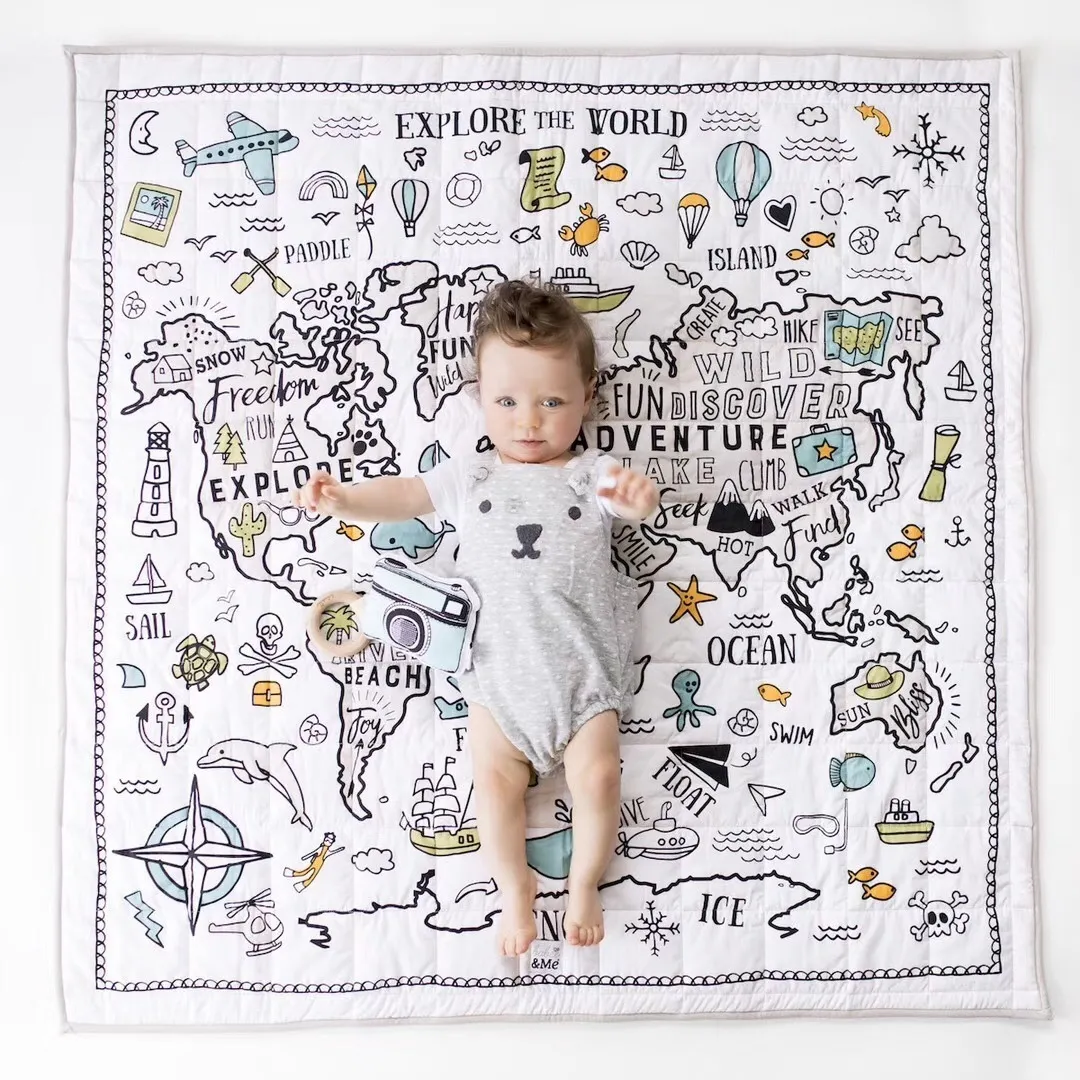 Nordic Baby Play Mats Enfants Carte Du Monde Tapis Ramper Tapis Pour Enfants Dans La Pépinière Jouets Infant Gym Playmat Floor Room Décoration LJ200911