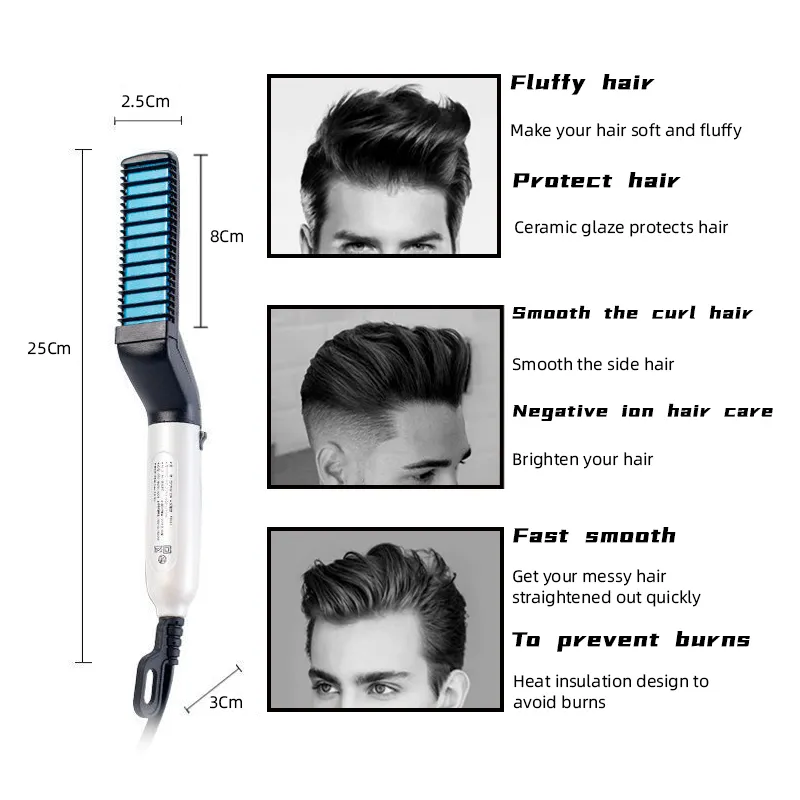 Многофункциональный электрический гребень для волос кисти выпрямитель для бороды выпрямить прямой Curler Styling Tools 220222