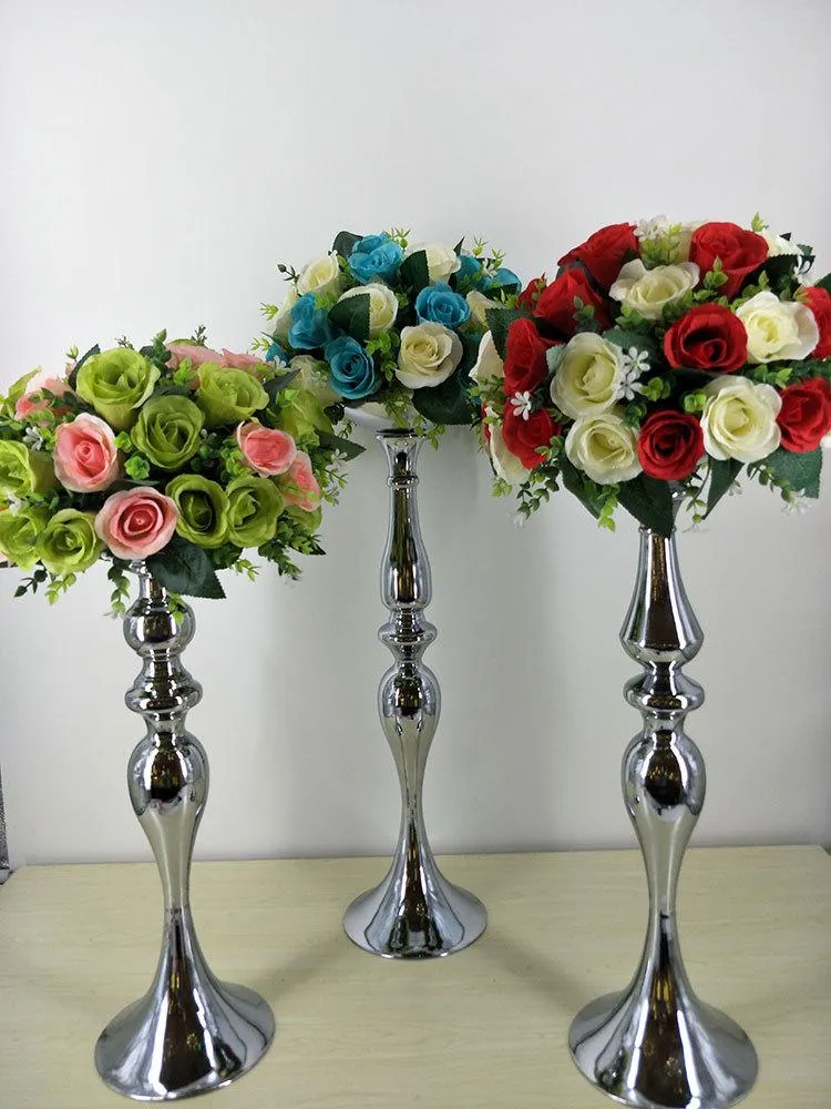 Decoração de casamento peça central suporte de vela de metal vaso de flor de ouro mesa castiçal flor alta stand270z