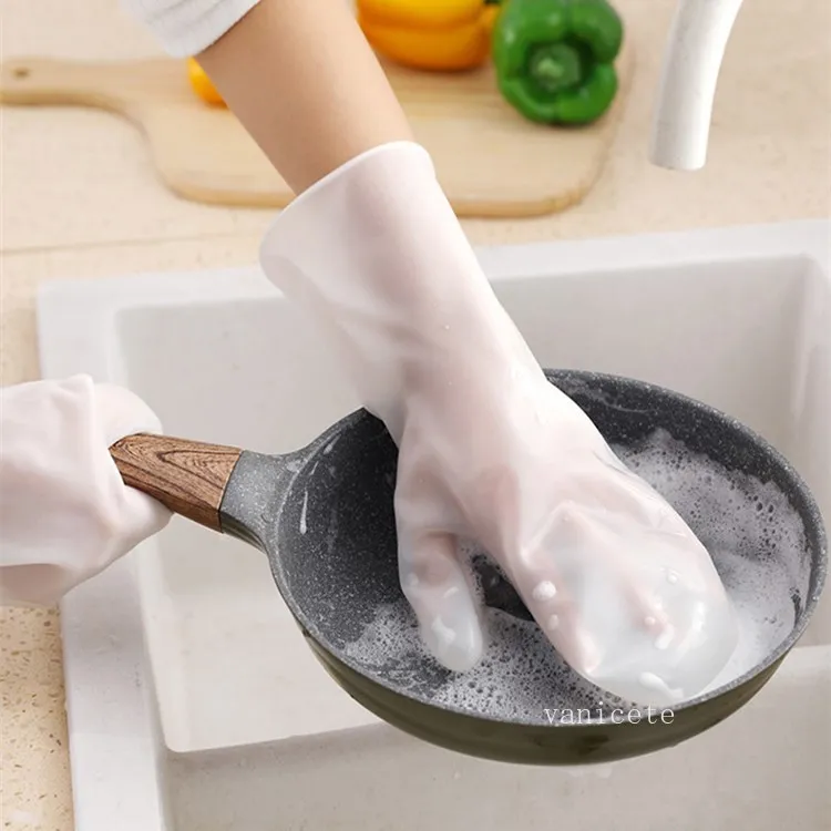 Rubber Dishwashing Gloves With Brush Waterproof For Washing Cleaning Glove Durable Clean tool Kitchen Accessories T2I53322