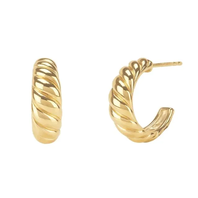 Goud Kleur Geometrische Eenvoudige Europese Vrouwen Sieraden Gouden Kleur Mode Twinst Hoop Oorbellen Minimale Delicate Mini Hoop Open Oorbel