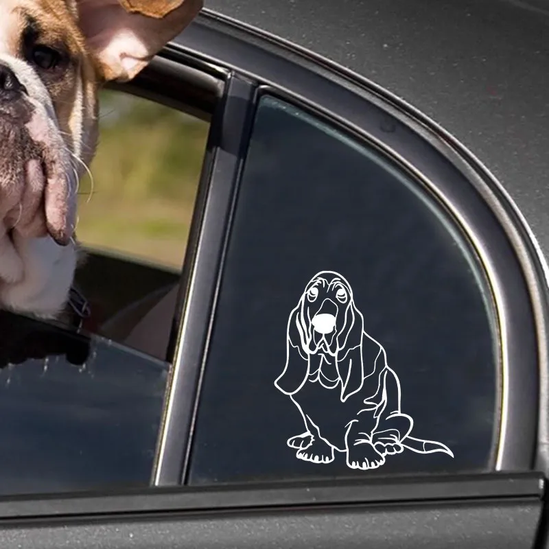 137152CM Basset Hound Dog Fashion Animal Reflective Car Stickers Motorcycle Decals BlackSilver C616933112686