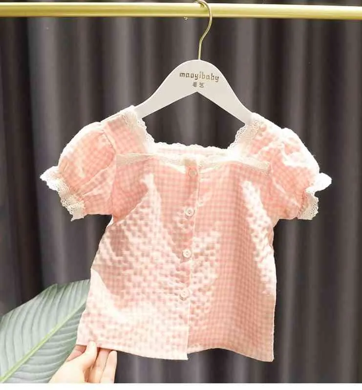 Bebek Kız Yaz Takım 2022 Yeni çocuk Kısa Kollu T-shirt Şort İki Parçalı Bebek Giysileri Suit G220217