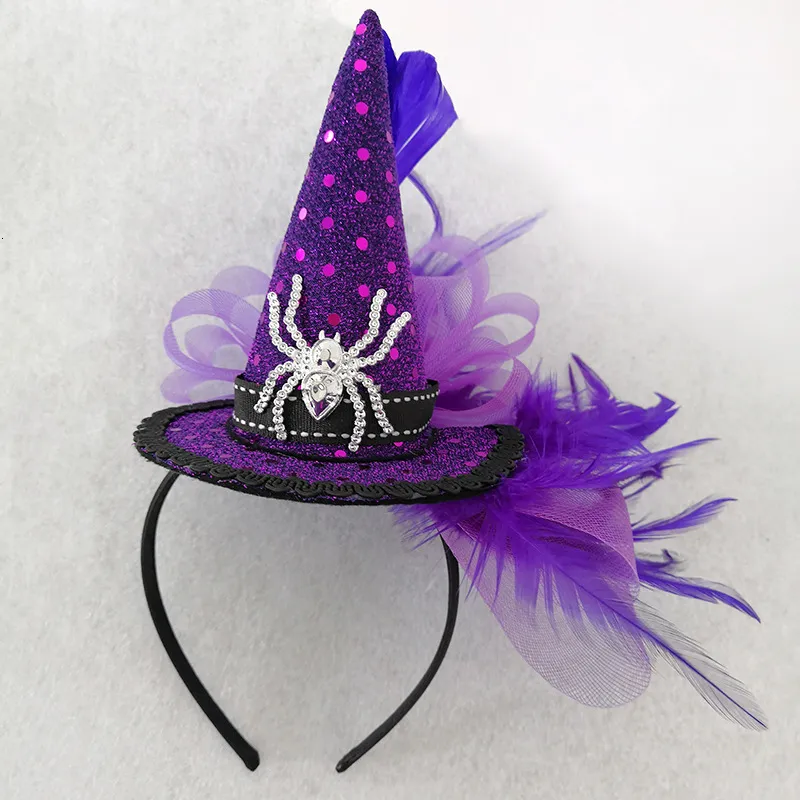 Purple Spider Witch Child Halloween Kinderen Show Hat Handmade Hoofdband DPZX4901246